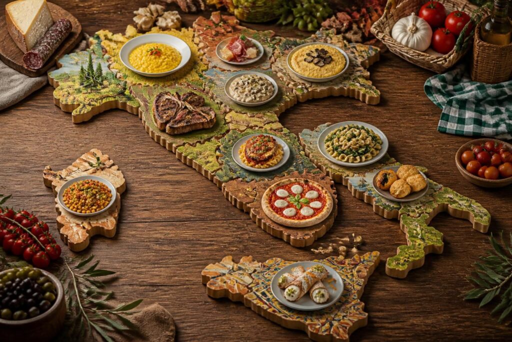 découvrez les spécialités culinaires italiennes région par région et apprenez ce que l'on mange dans chaque coin d'italie, pour un voyage gourmand authentique.